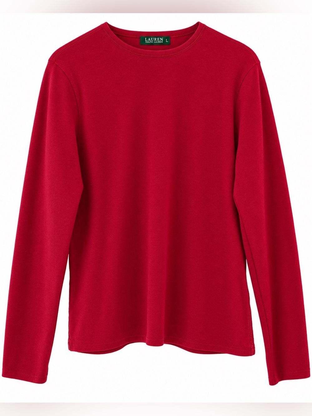 Lauren Ralph Laurent Red Knit Cotton Long Sleeve Shirt - Size XL